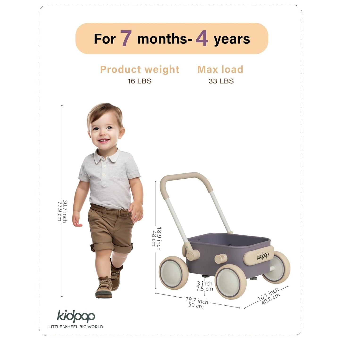 2-in-1 Baby Lauflernwagen, Violett