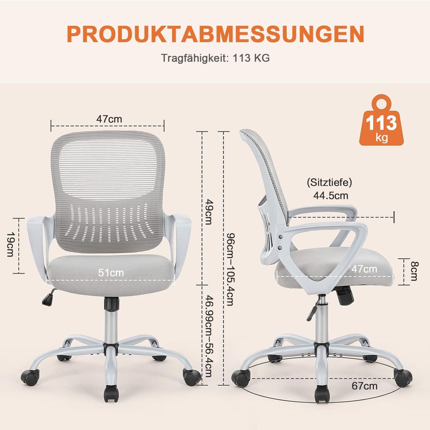 Ergonomischer Bürostuhl, Grau