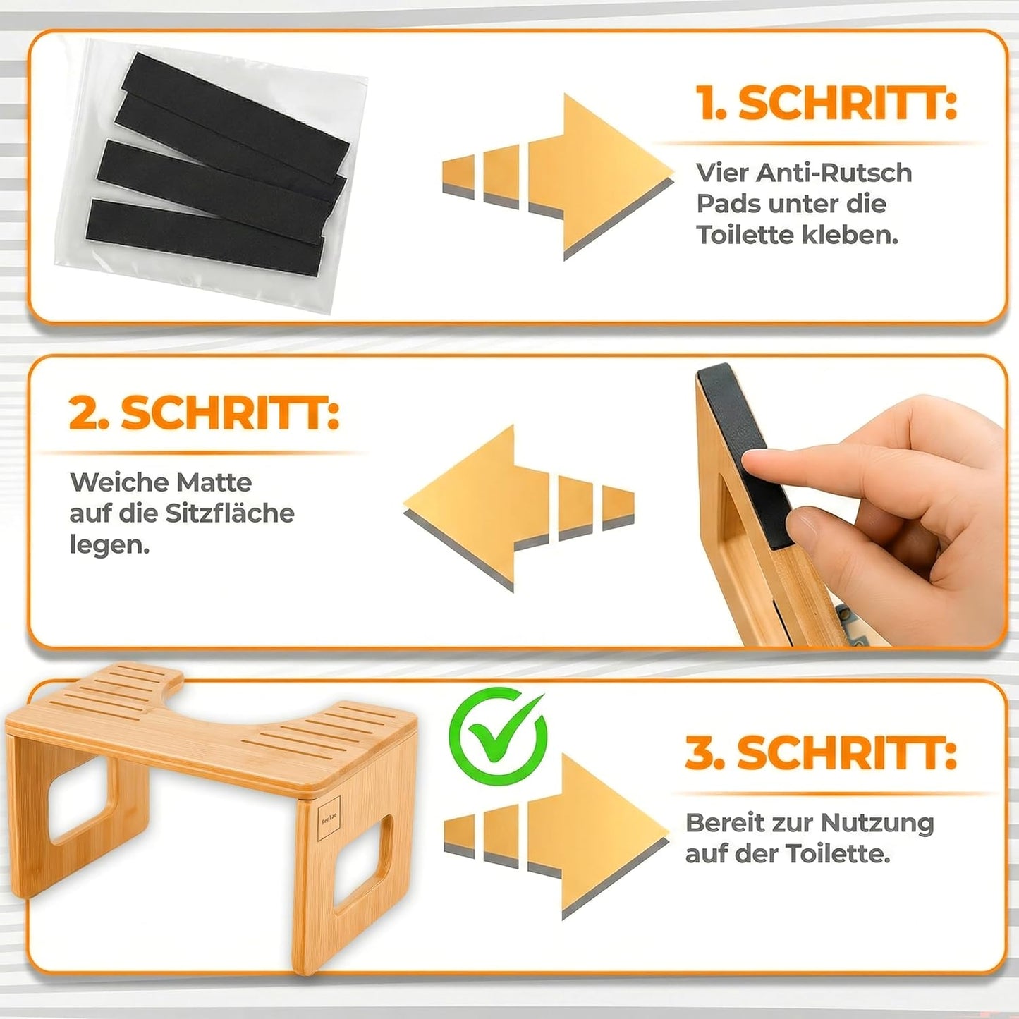 Ergonomischer Toilettenhocker, Natürliches Bambus Ohne Mat