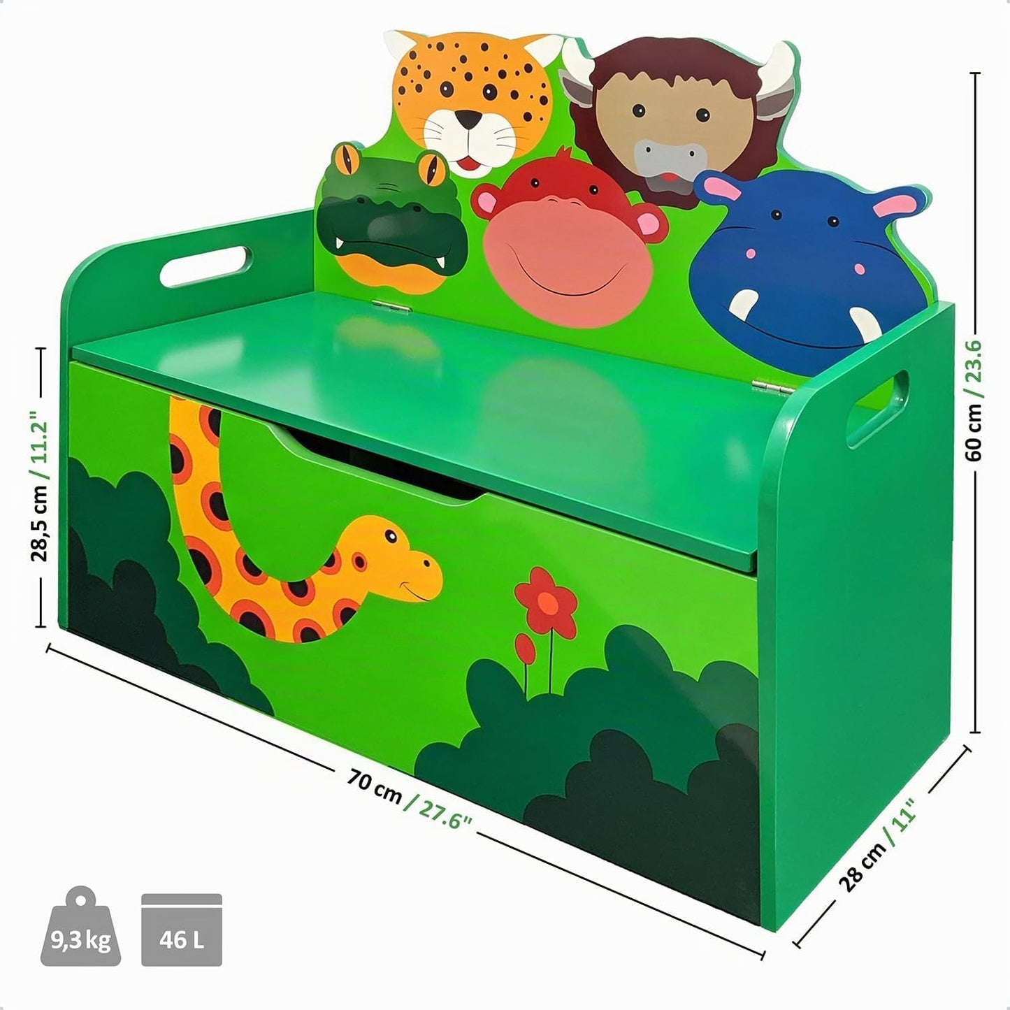 Kindersitzbank mit Stauraum und Softstop-Deckel