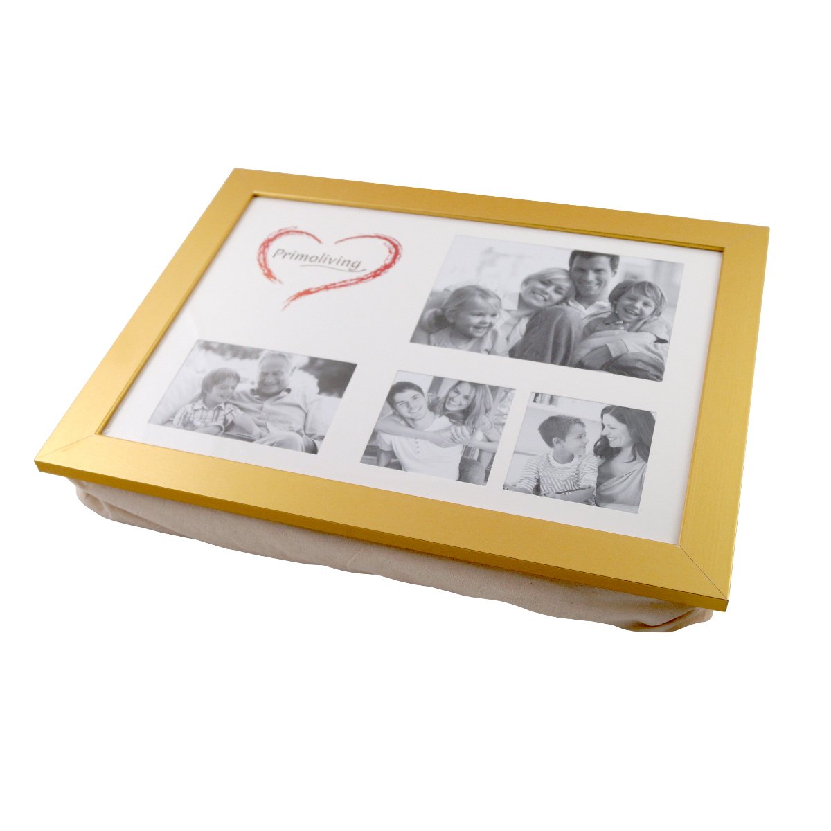 Knietablett mit Fotorahmen, 43 x 32,5 cm, Gold