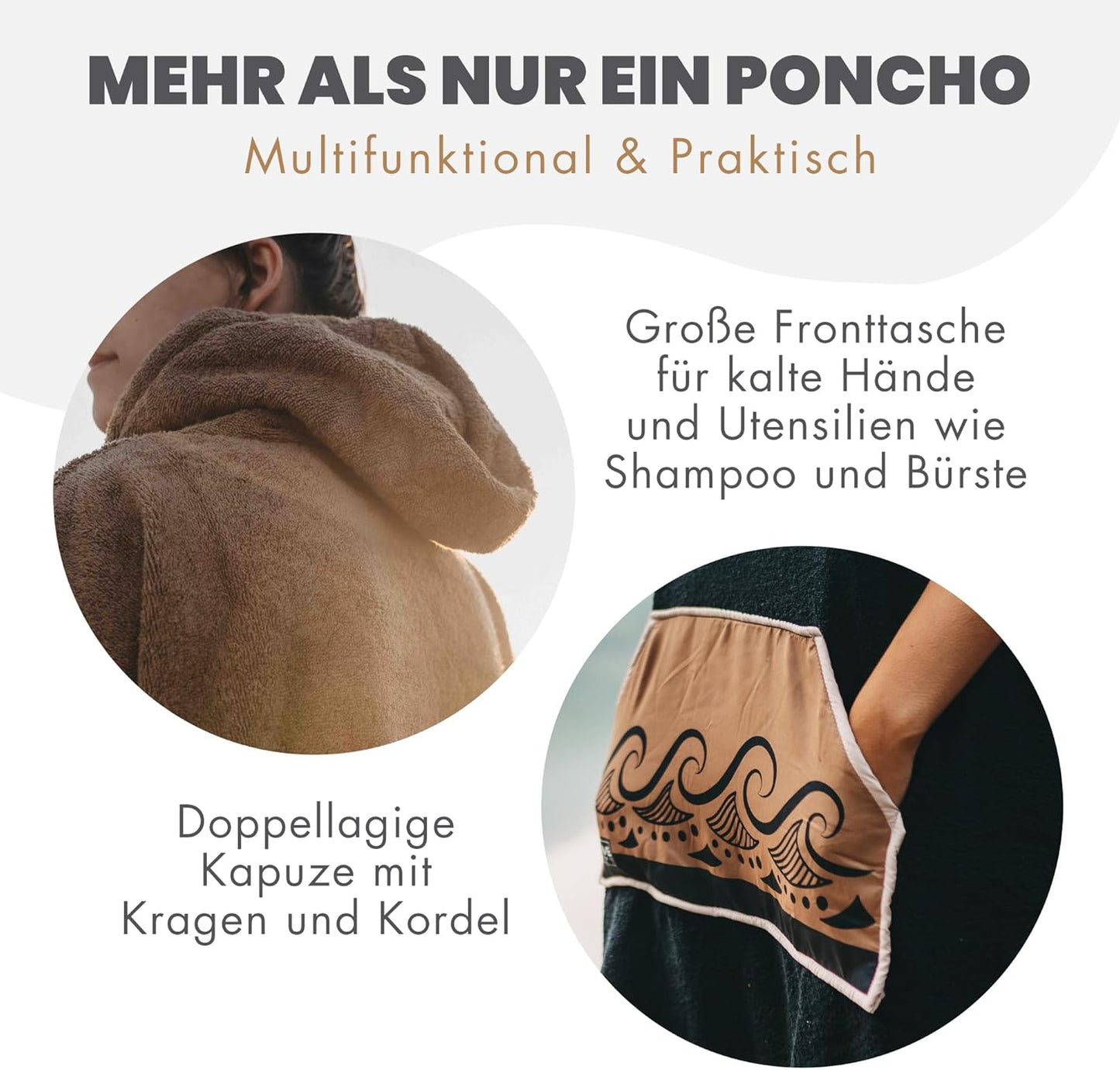 Surfponcho aus Baumwolle, braun