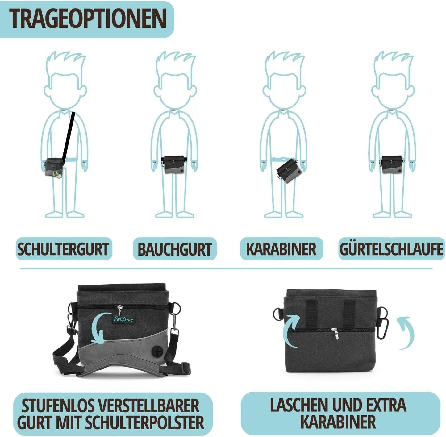 Leckerlibeutel für Hunde, S|Grau