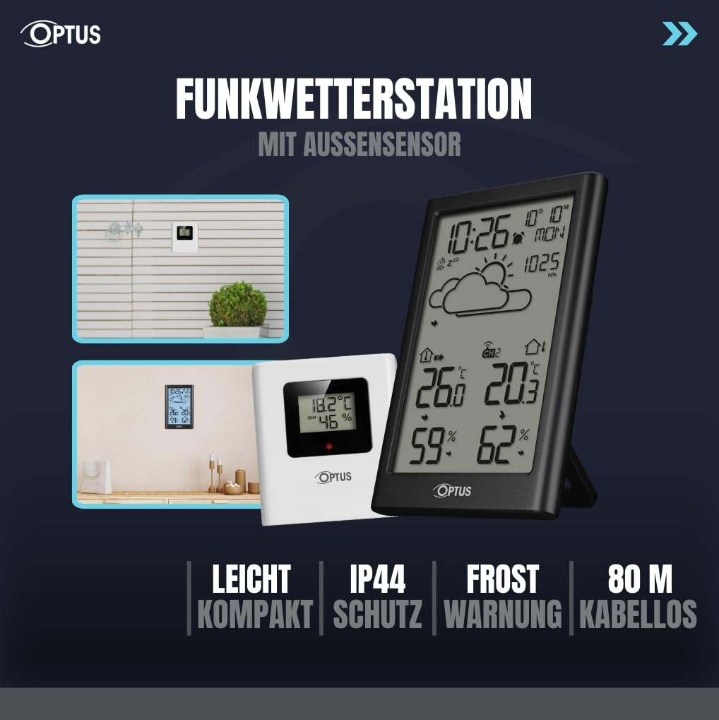 Funkwetterstation mit Aussensensor und DCF-Uhr