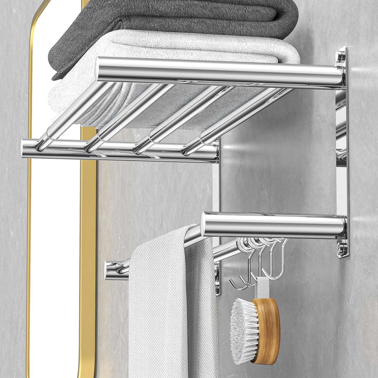 Ausziehbare Handtuchstange 43-78 cm mit Haken, Handtuchhalter mit Beweglichem Haken