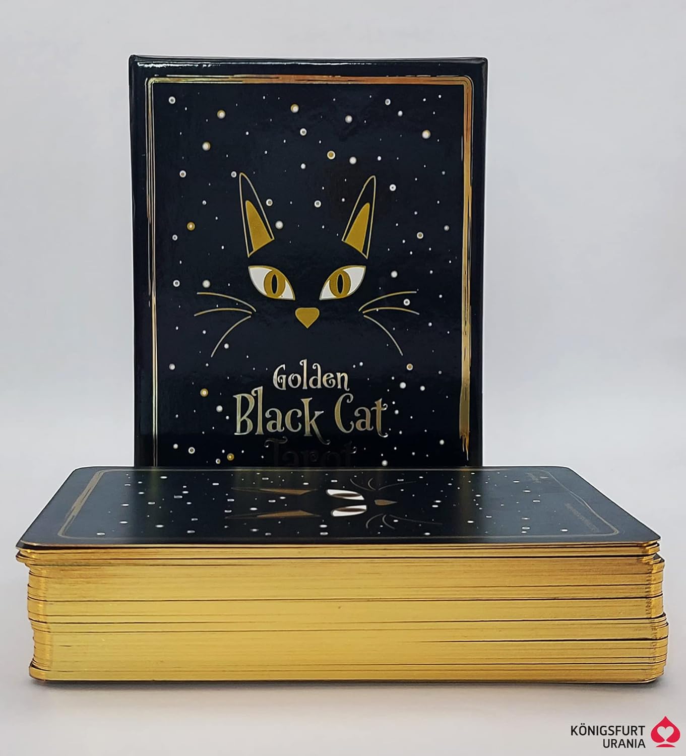 Golden Black Cat Tarot - Hochwertige Stülpdeckelschachtel mit Goldfolie, Gebundenes Buch