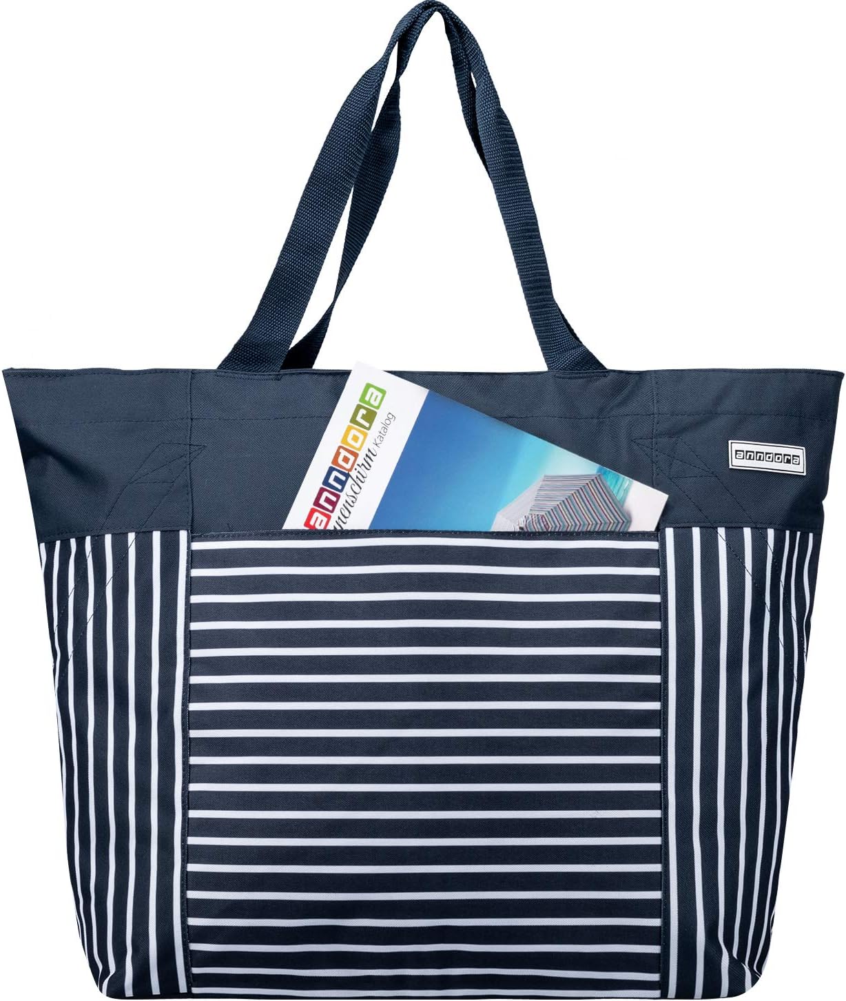 Strandtasche, Navy Blau Weiss