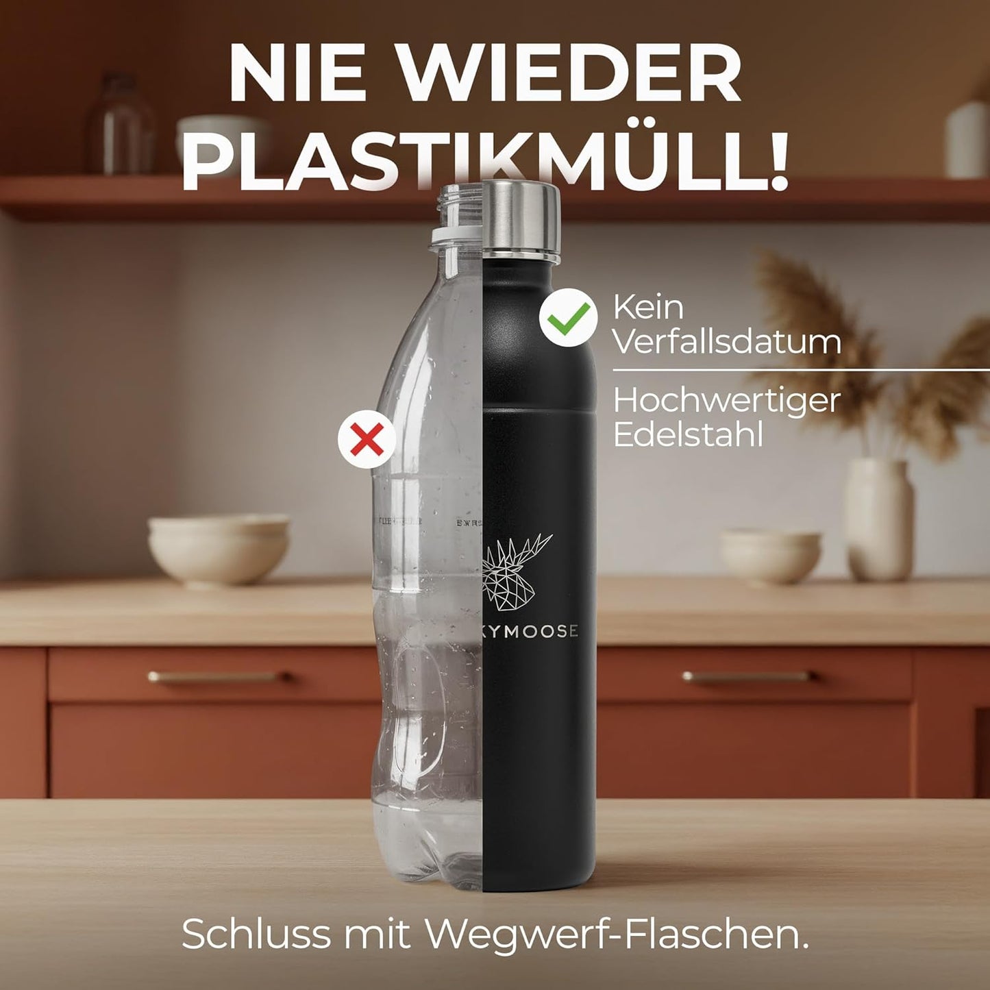 Wassersprudler-Flasche, 0.75L, Black 0,75L (1 Stück)