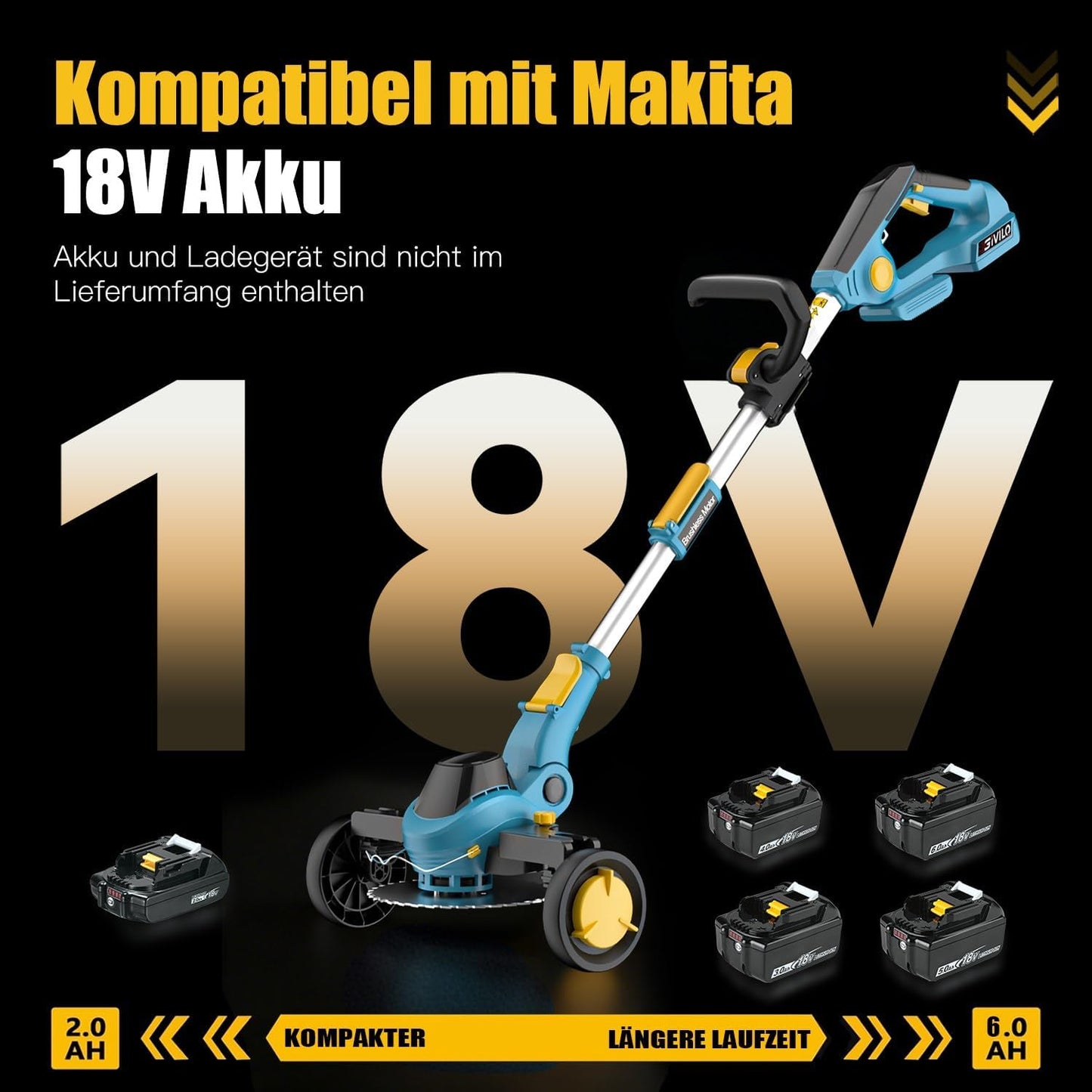 Akku-Rasentrimmer Set, Blau