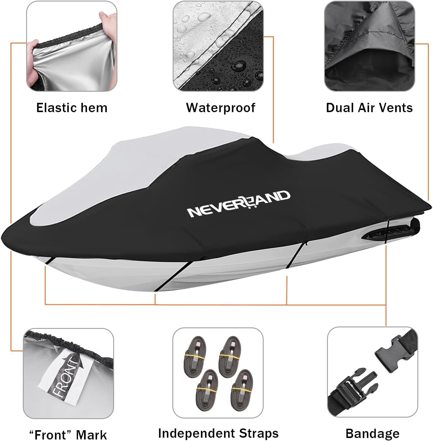 Jet Ski Bootsabdeckung, Passt Länge 135-145"