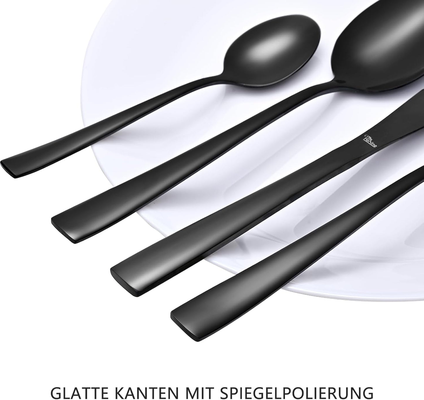 Spülmaschinenfestes Besteckset, 32 - teilig Schwarz