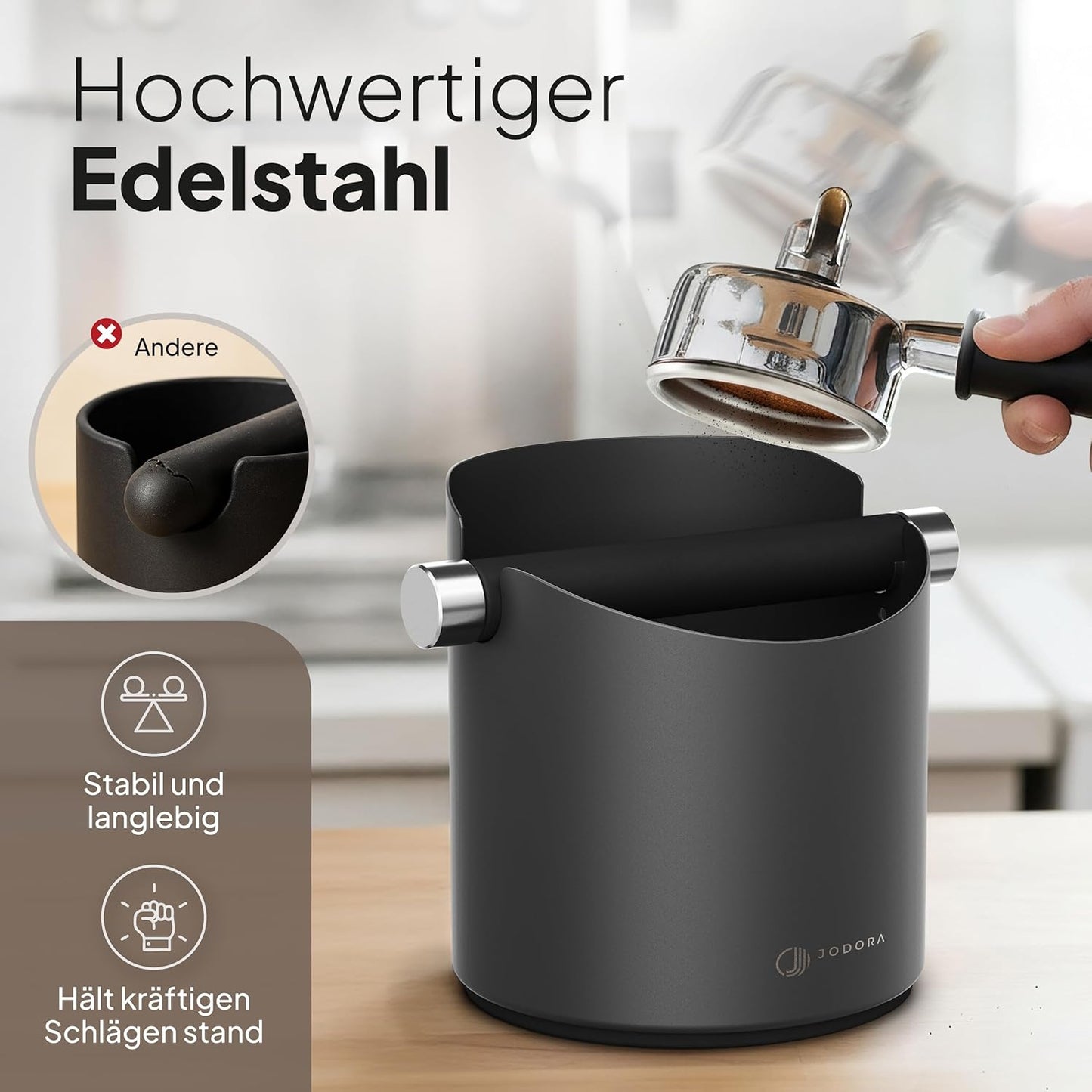 Abklopfbehälter für Siebträger, Schwarz