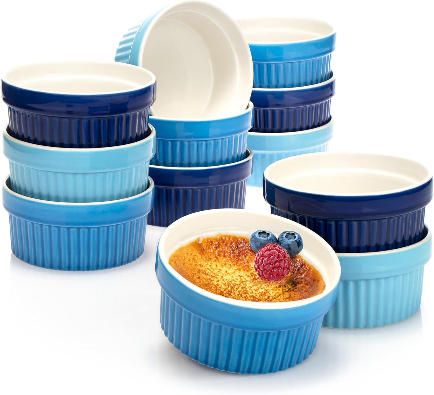 12er-Set Soufflé Förmchen, Blau - 12 Stück Ø 11cm
