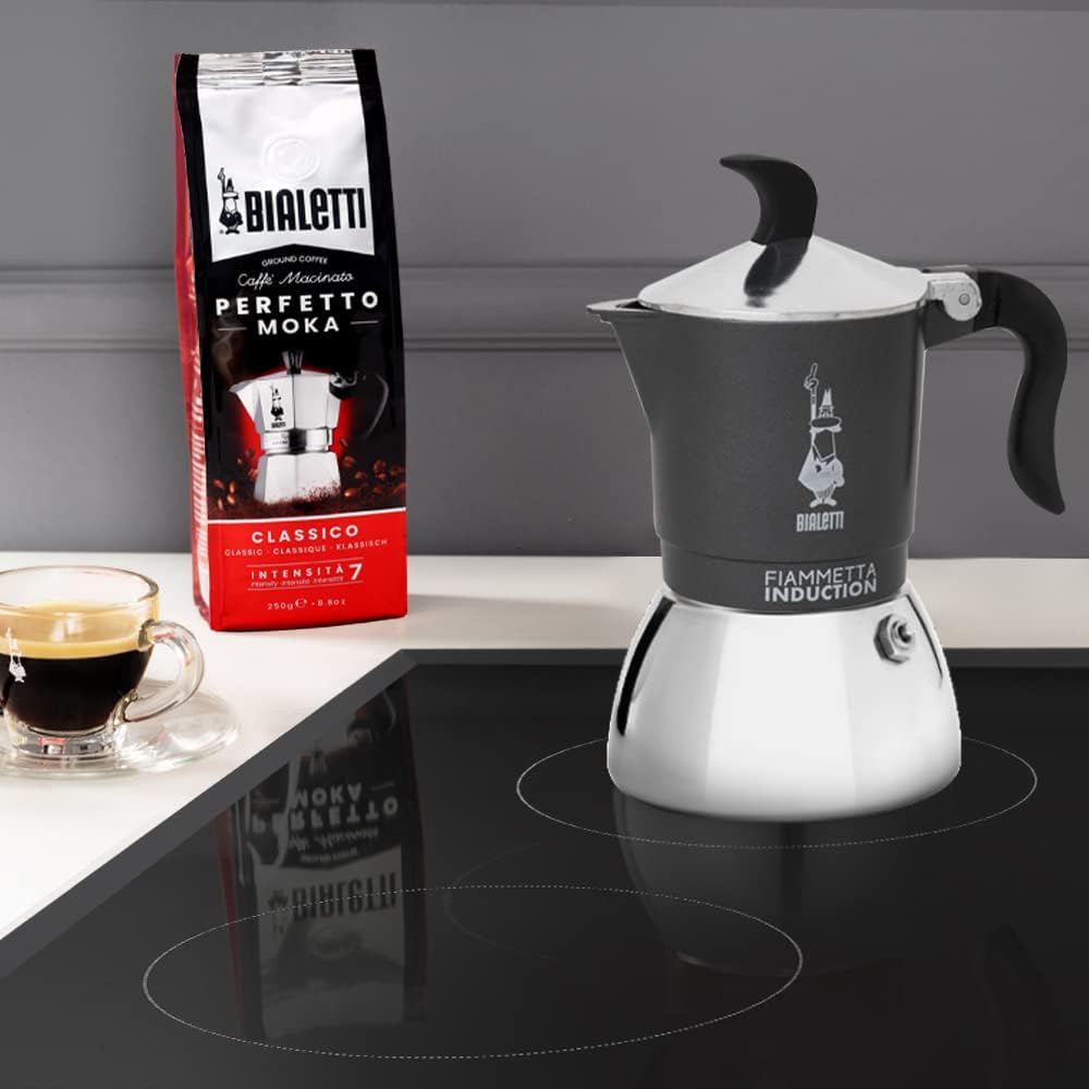 Fiammetta Induktions-Kaffeemaschine, Grau 2 Tassen