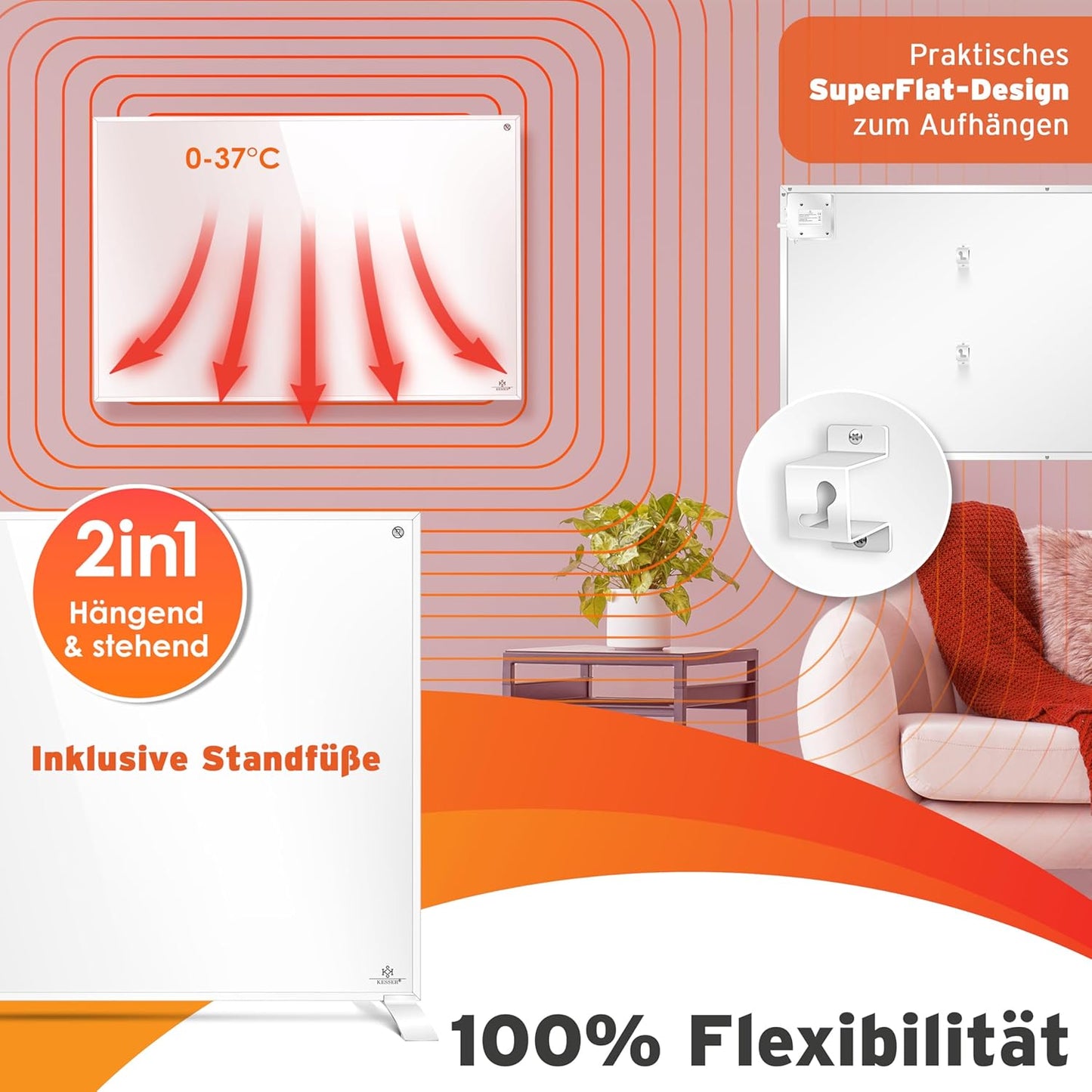 Infrarotheizung mit Fernbedienung, 550W