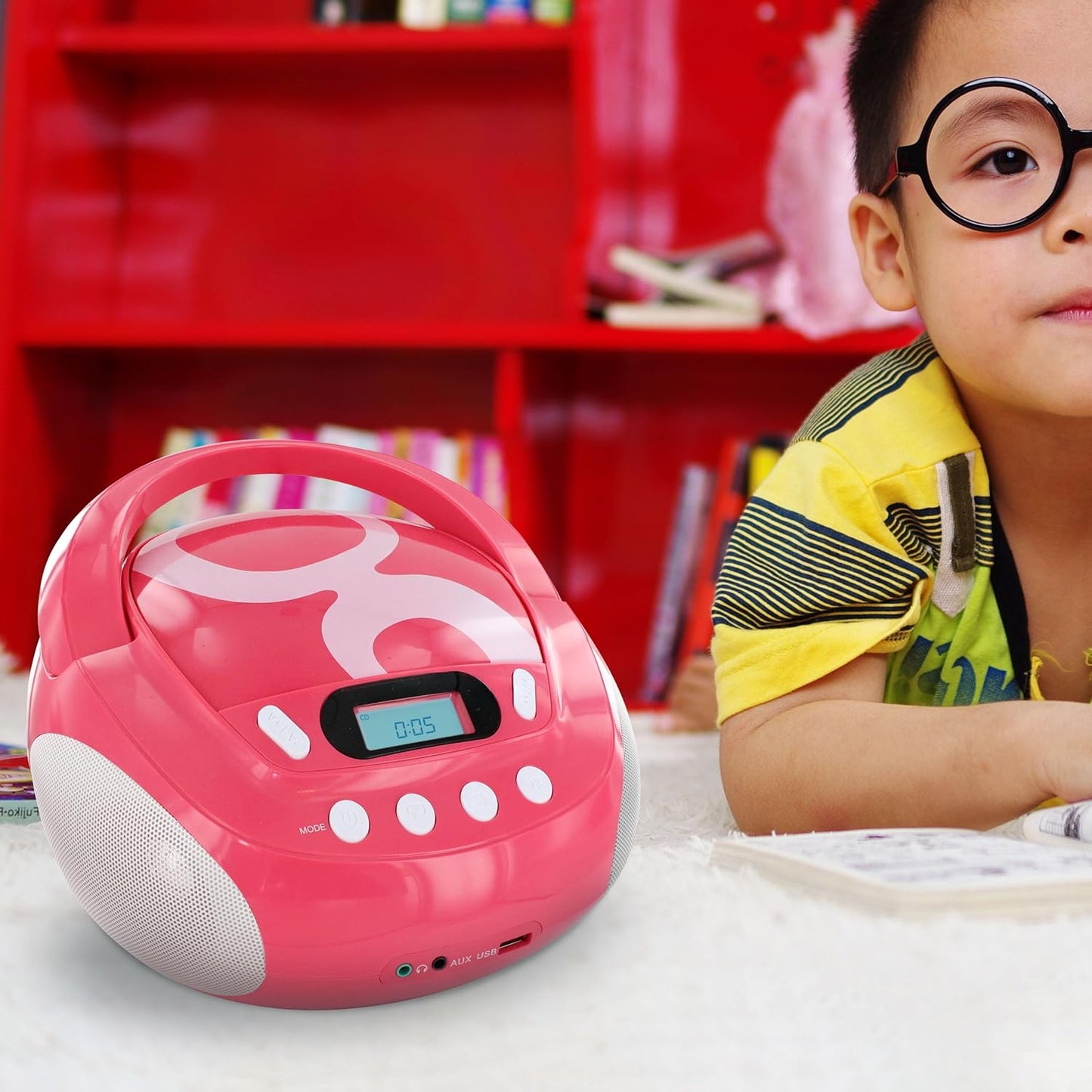 Tragbarer CD-/MP3-Player für Kinder mit USB-Port, Gulli Rosa