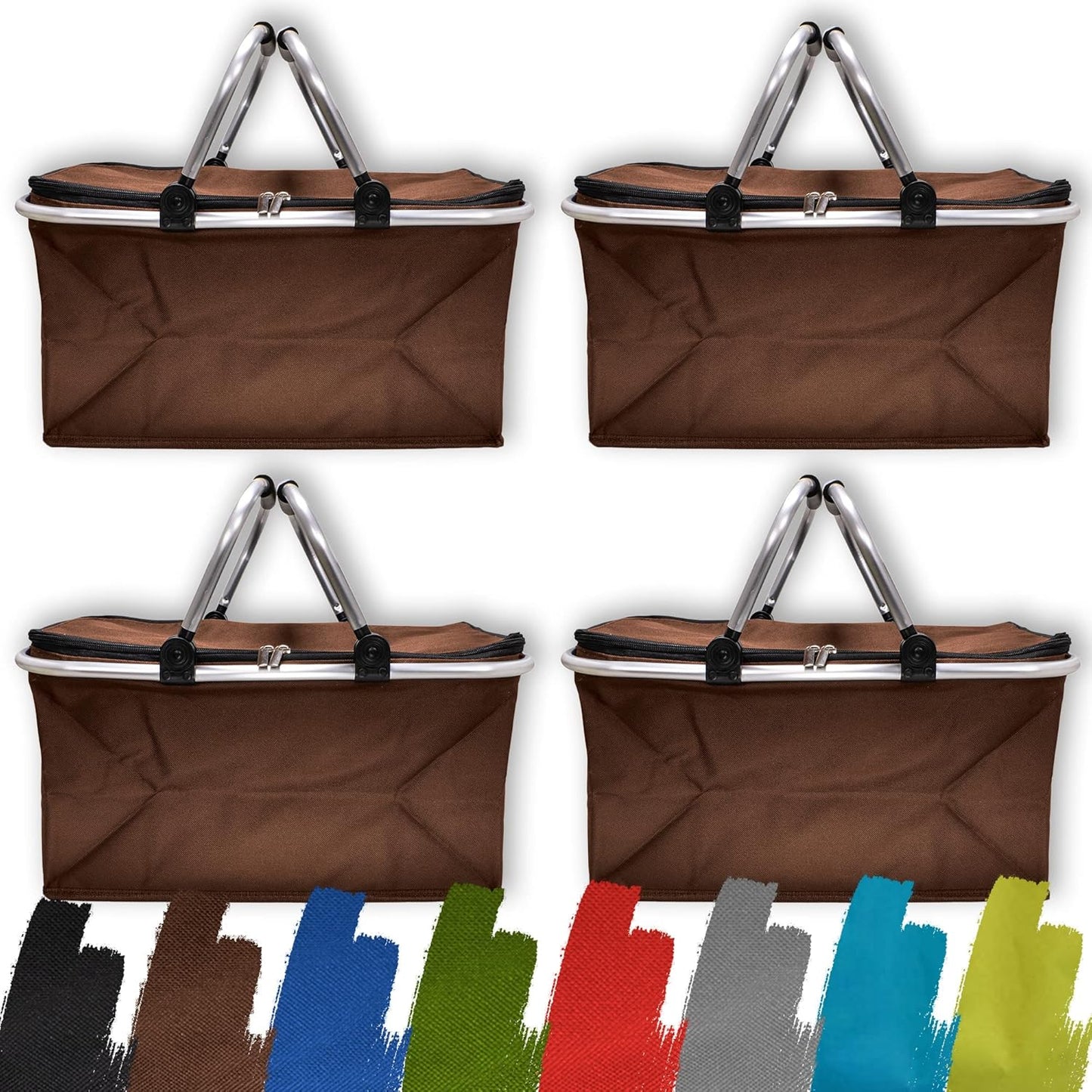 Faltbarer Einkaufskorb mit gepolsterten Griffen (4 Stück á 25l), Braun, Normal - 4x Pack