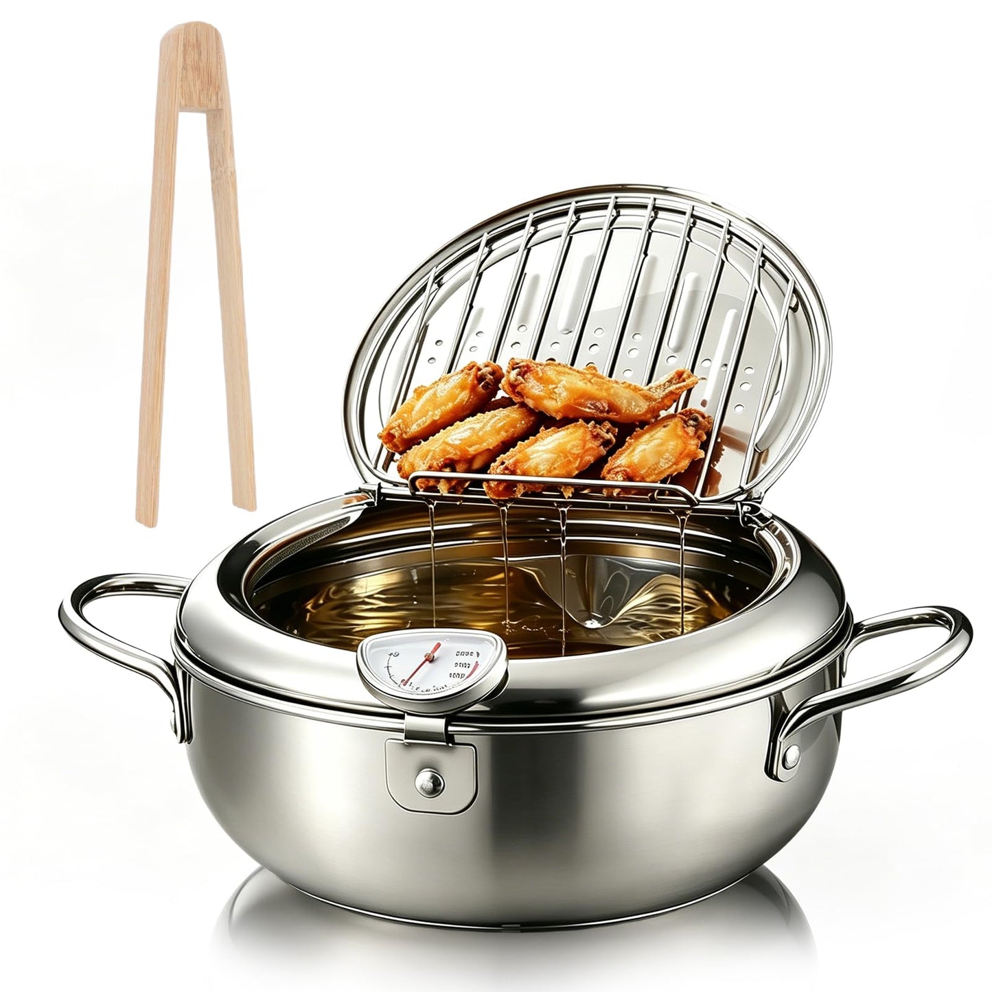 Tempura-Fritteusentopf mit Thermometer
