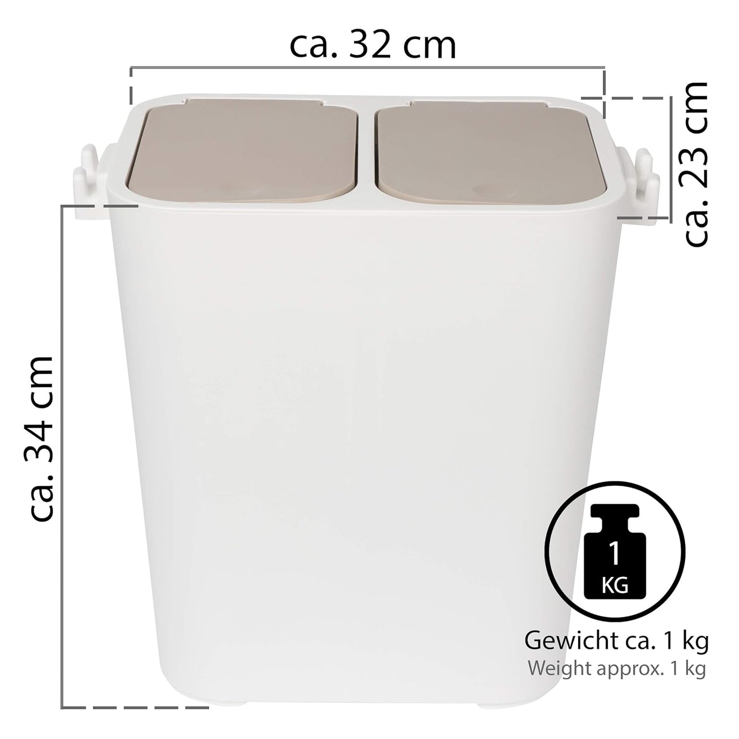 Mülltrennsystem Ben, Beige / 18 Liter