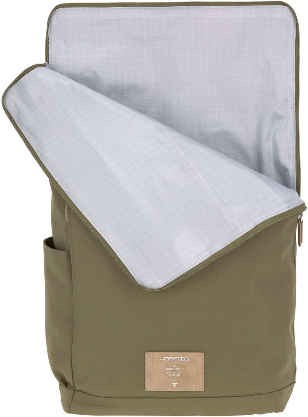 Wickeltasche mit Wickelunterlage und Flaschenhalter, Grün