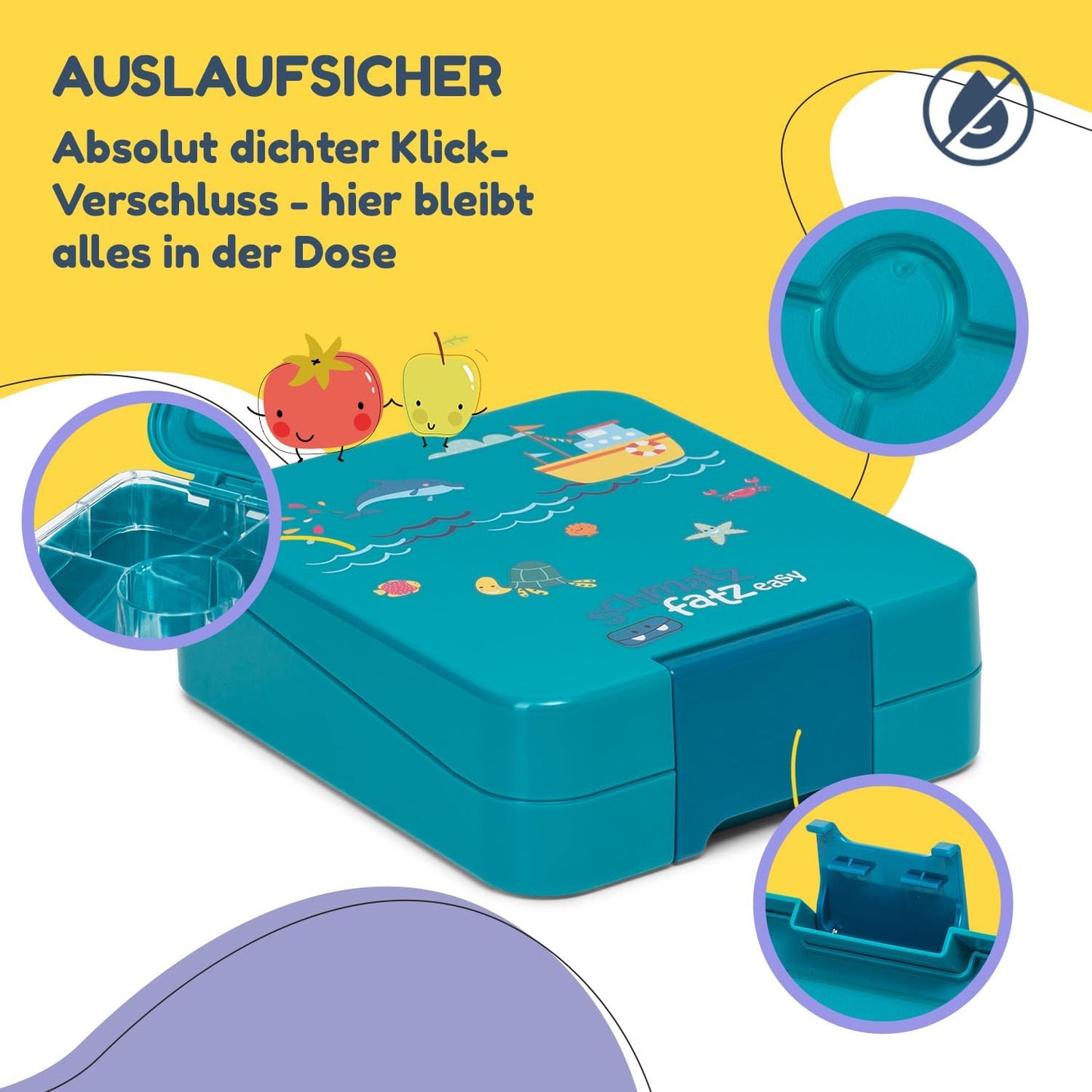 Brotdose für Kinder, Petrol Meer Neo