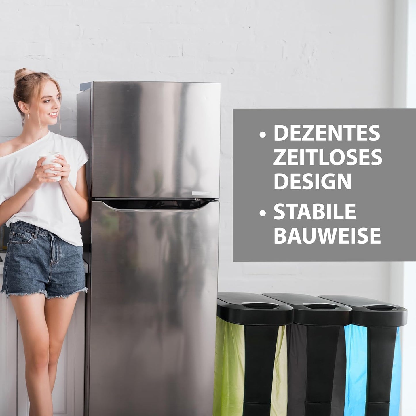 Müllsackständer mit Schwingdeckel, Schwarz 2