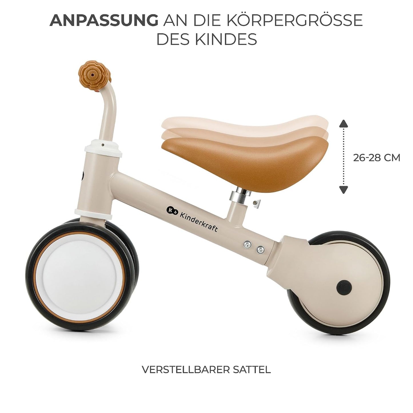 Laufrad Dreirad aus Metall ohne Pedale ab 1 Jahr, CUTIE Beige