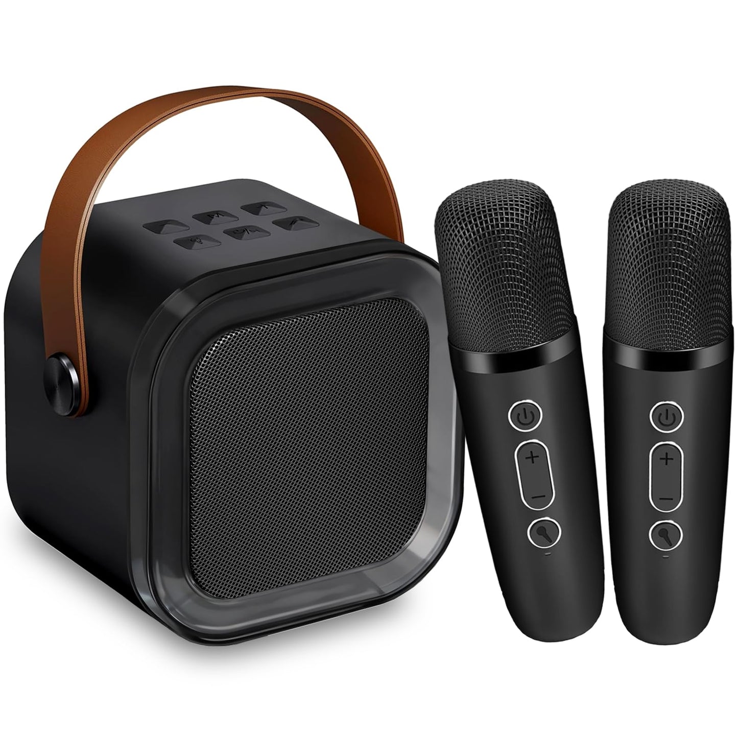 Karaoke Maschine für Kinder mit 2 Mikrofonen, Schwarz