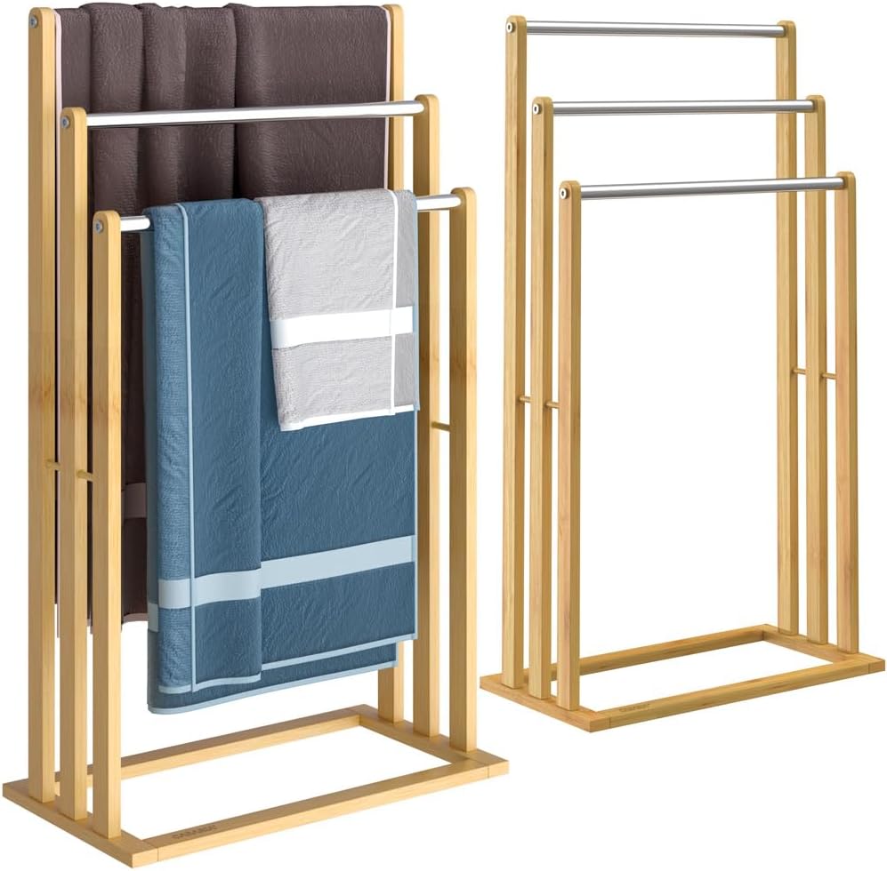 Handtuchständer-Set (freistehend, Bambus), 2