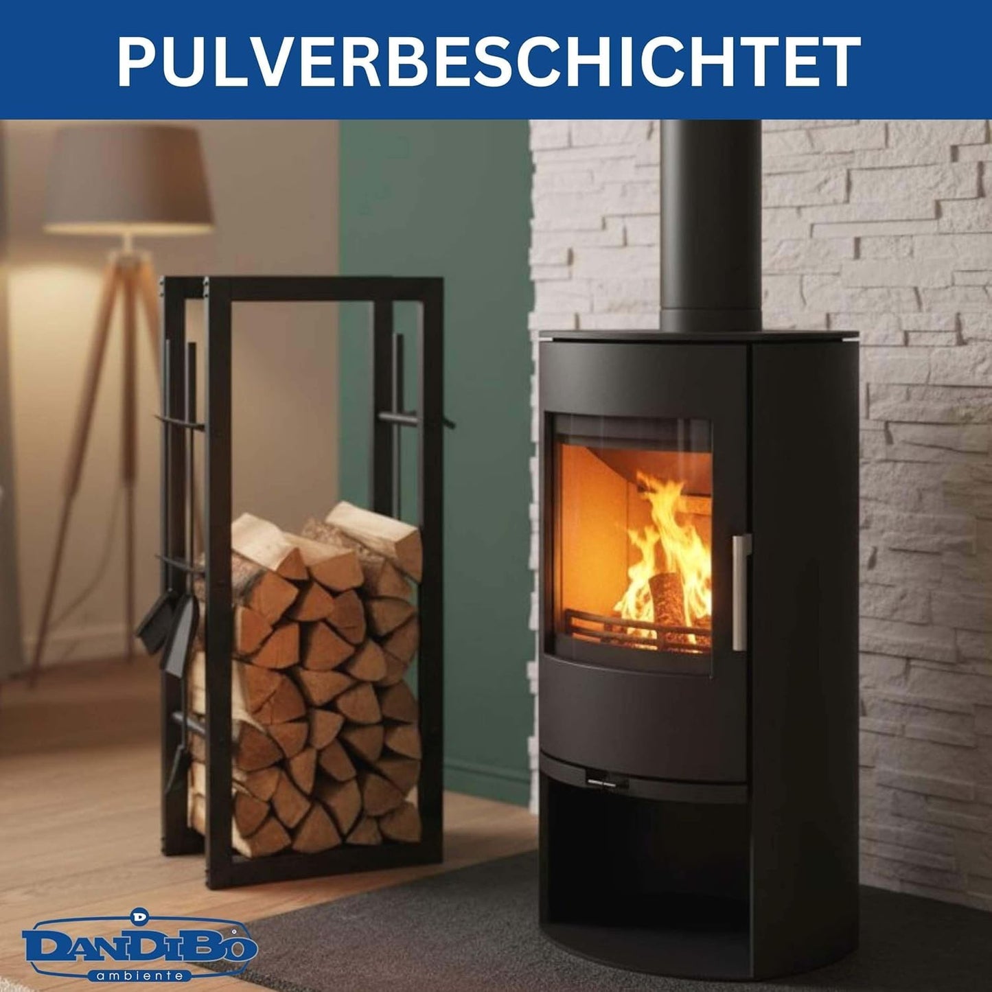 Kaminholzregal mit Besteck