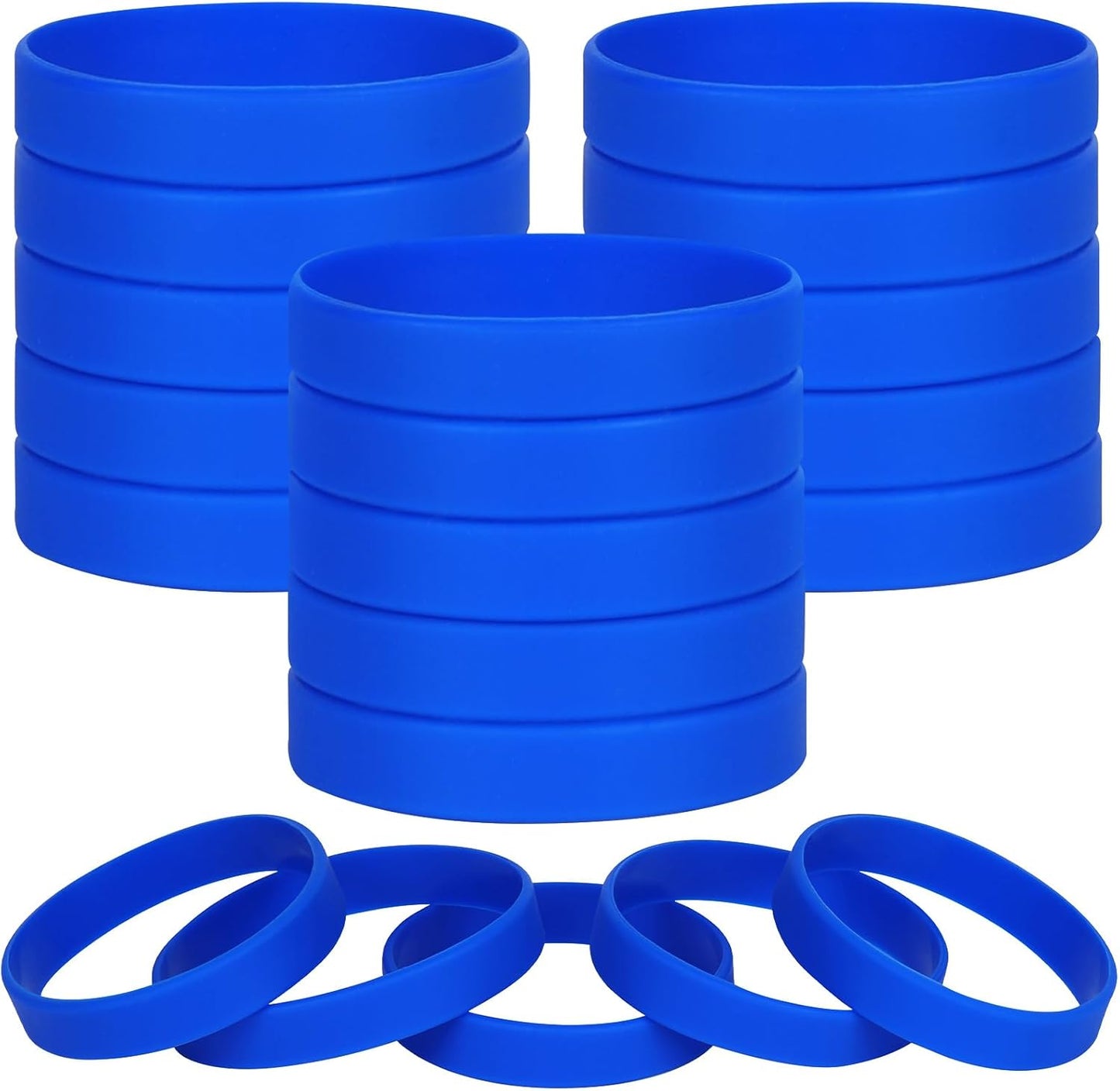 100 Stück elastische Silikon Armbänder, Blau 6.3'' longueur pour enfant