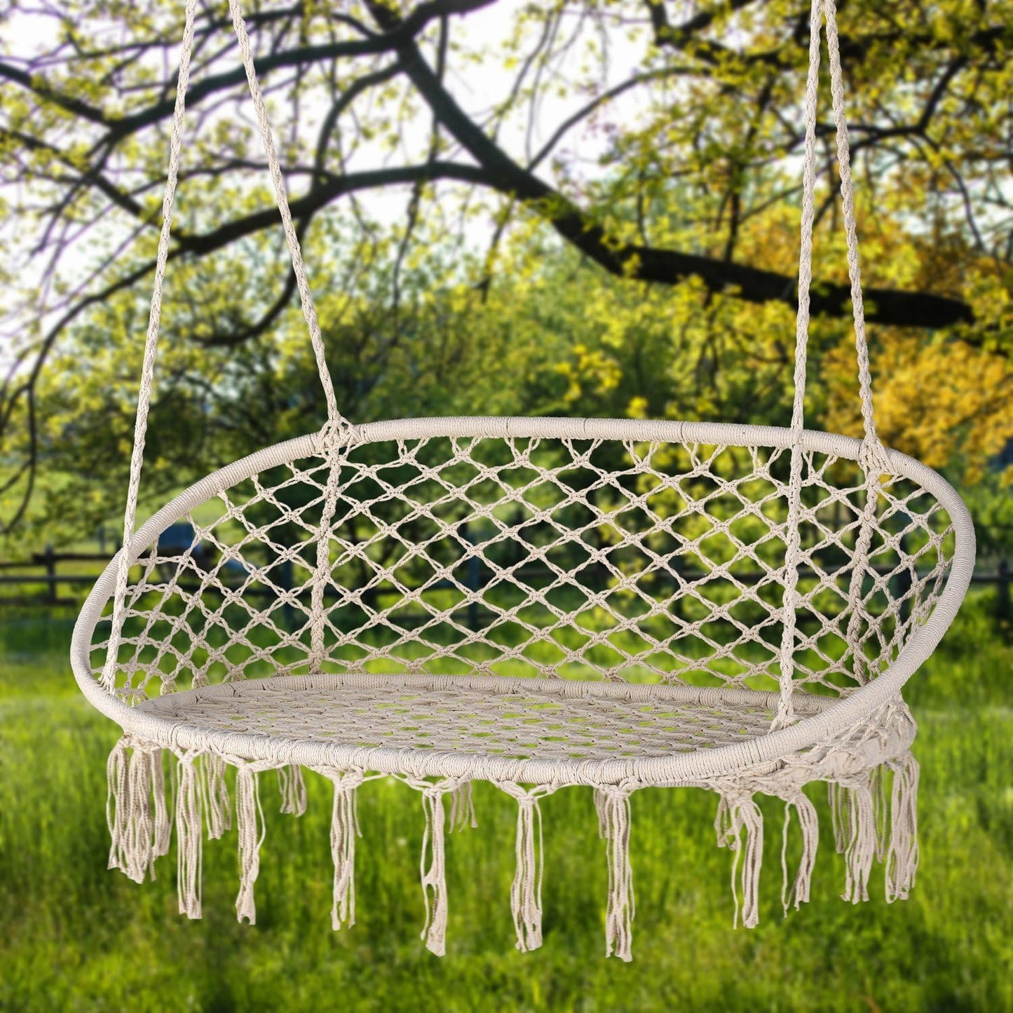XXL Outdoor-Hängesessel für 2 Personen, Beige Ohne Kissen