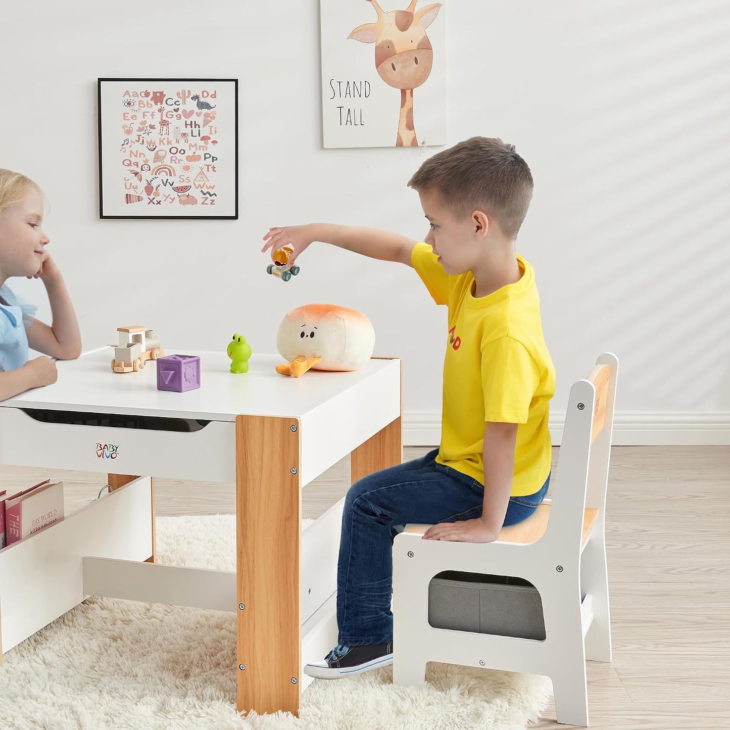 Kindersitzgruppe mit Stauraum & Bücherablage, Mia in Eiche