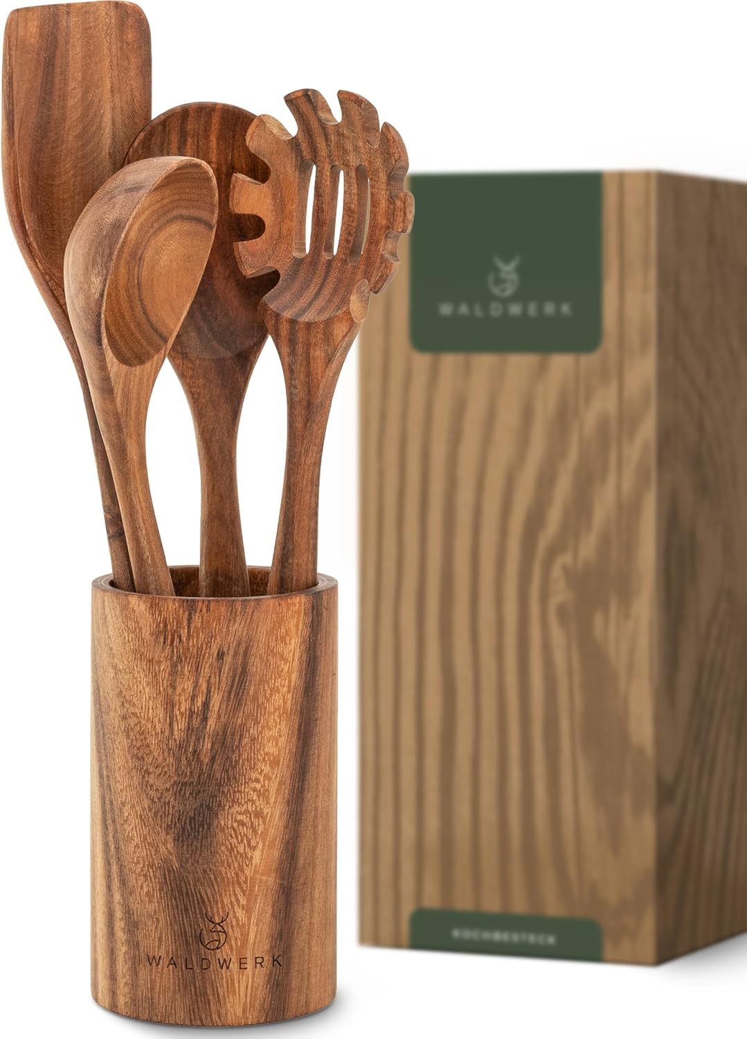 4-teiliges Küchenhelfer-Set, Kochbesteck Set 5 Teak