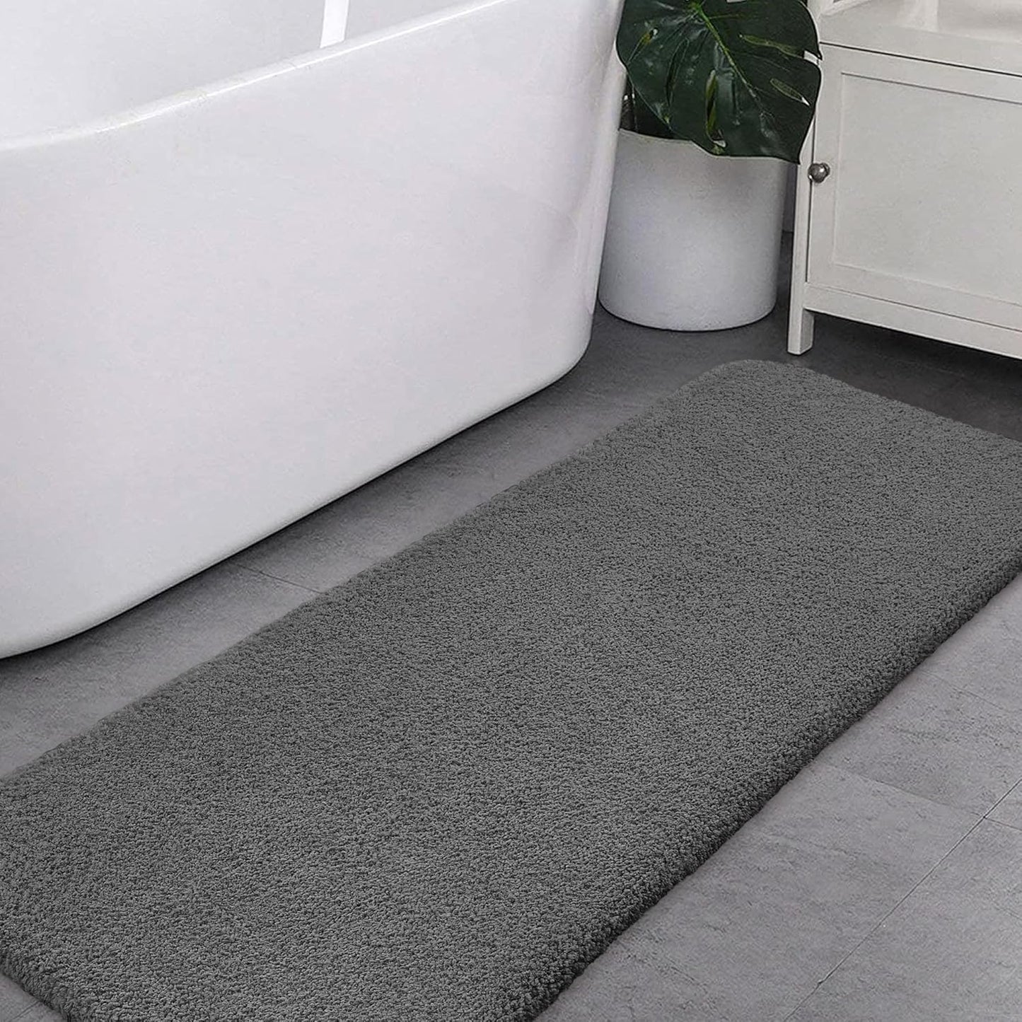 Rutschfester Badteppich, Dunkelgrau 50 x 122cm