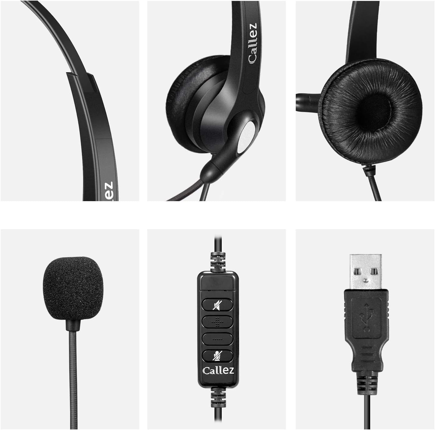 PC Headset mit Mikrofon und Lautstärkeregler, Schwarz