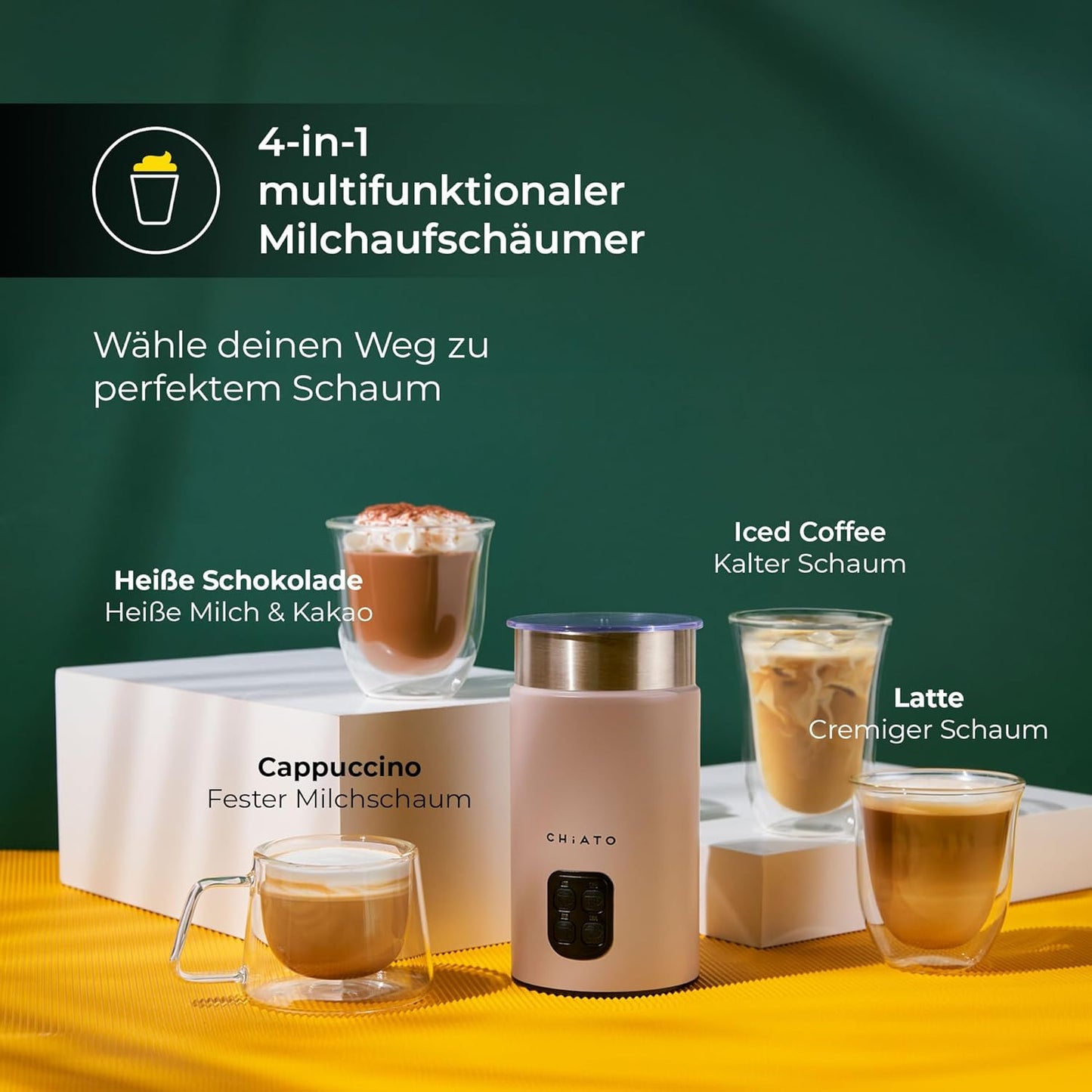 4-in-1 Elektrischer Milchaufschäumer & Kocher