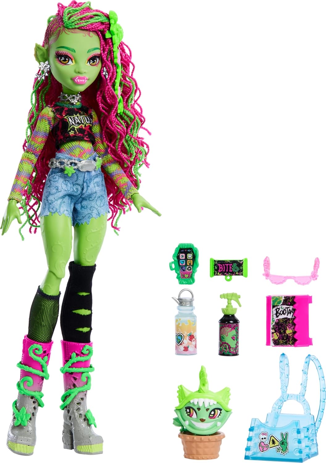 Venus McFlytrap-Puppe mit Katzentier Chewlian, Limonengrün