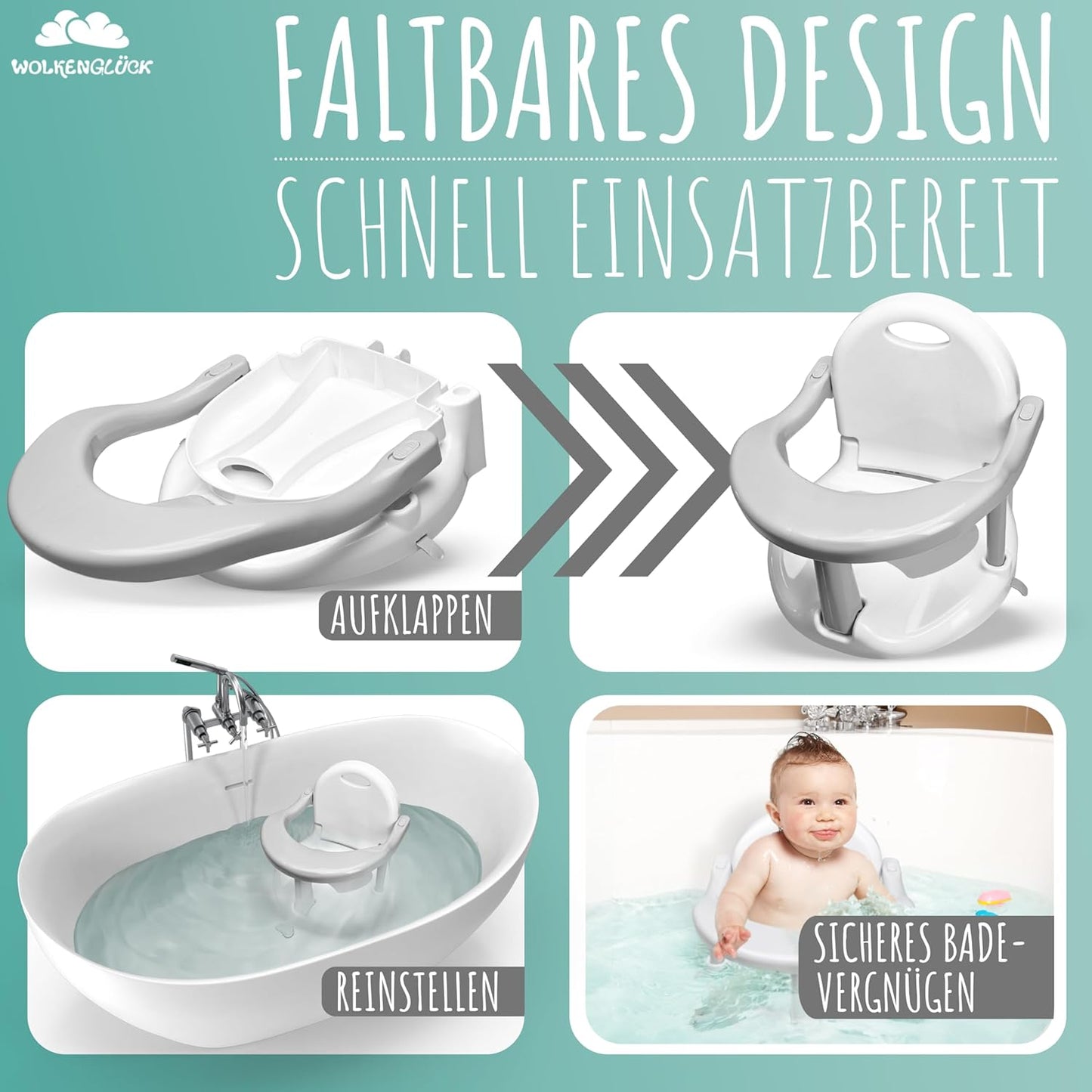 Ergonomischer Anti-Rutsch-Badesitz für Babys ab 6 Monaten