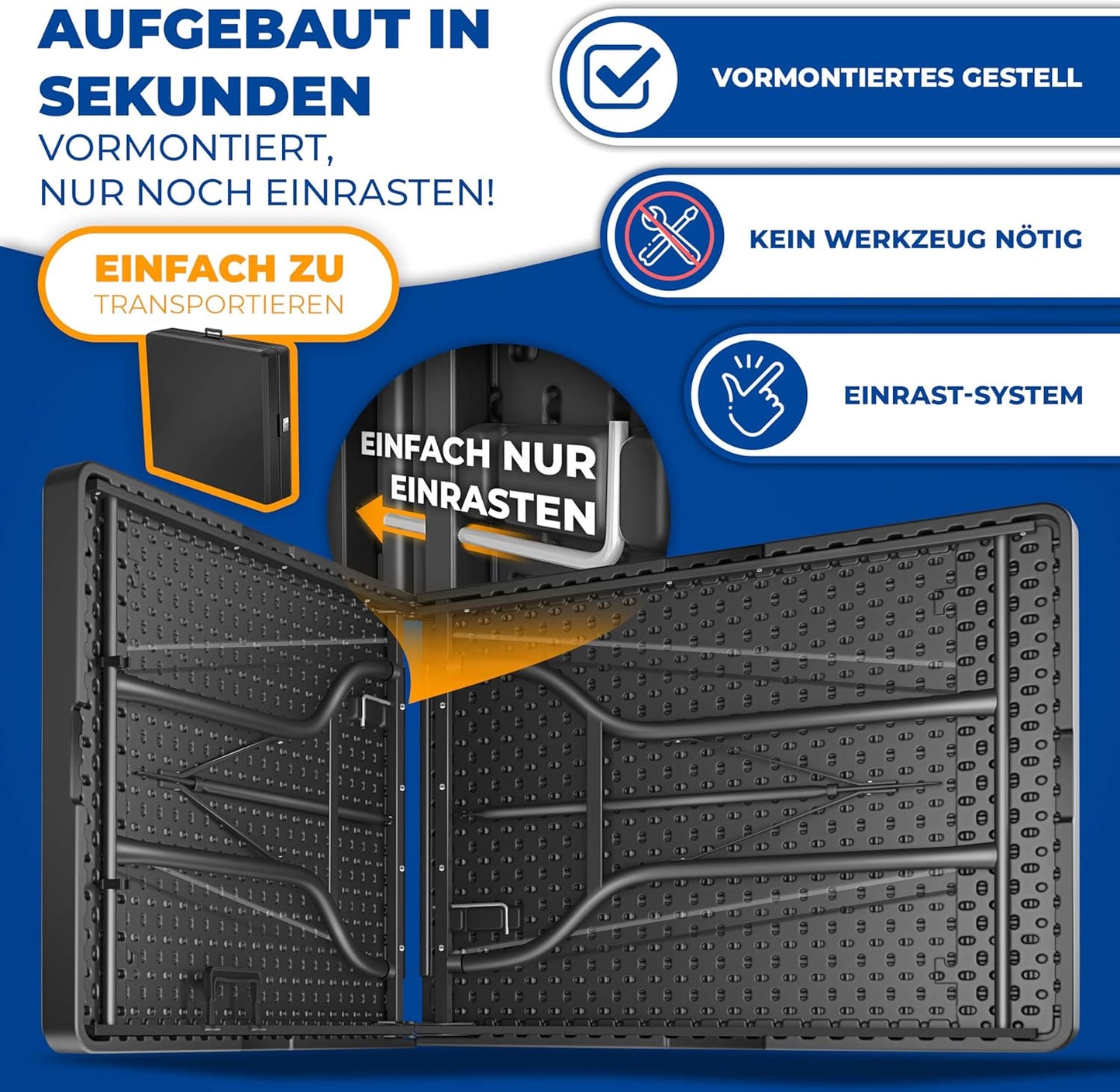 Klapptisch für Garten und Camping, Anthrazit