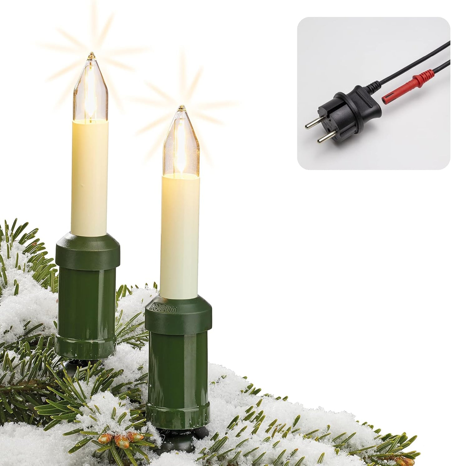 LED-Weihnachtsbaum-Lichterkette, 20 LED-Filament / beleuchtet 19m Weiss