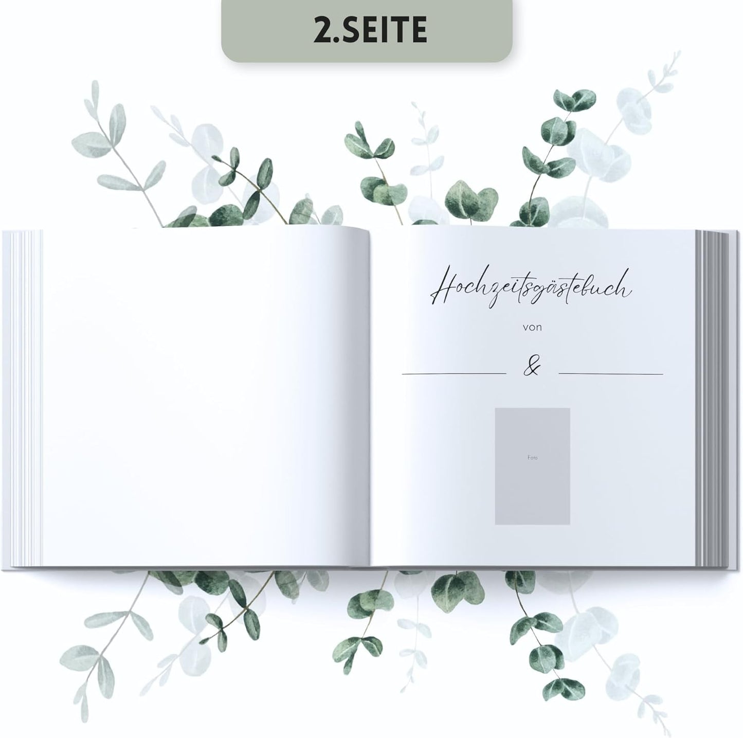 Hochzeitsgästebuch mit Fragen zum Ausfüllen, 88 Doppelseiten