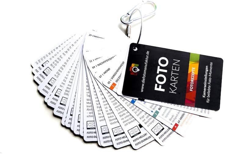 Fotokarten mit Kameraeinstellungen (20 Stück), Fotorezepte Kameraeinstellungen