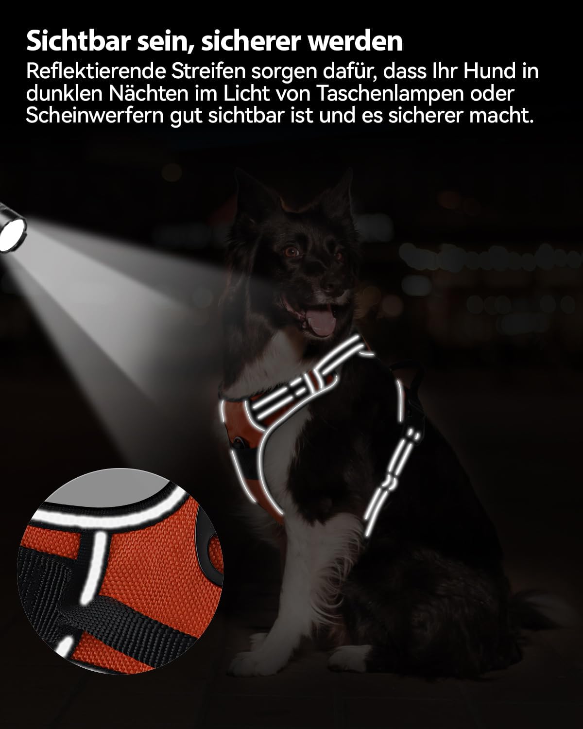 Reflektierendes Hundegeschirr, L (1er Pack) Orange