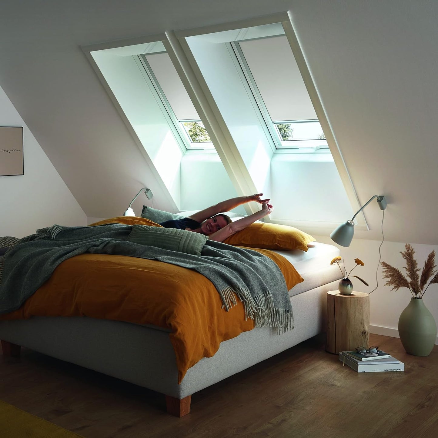 Verdunkelungsrollo für Roto Dachfenster, Führungsschiene Silber|B51 x H84 cm|Hellgrau
