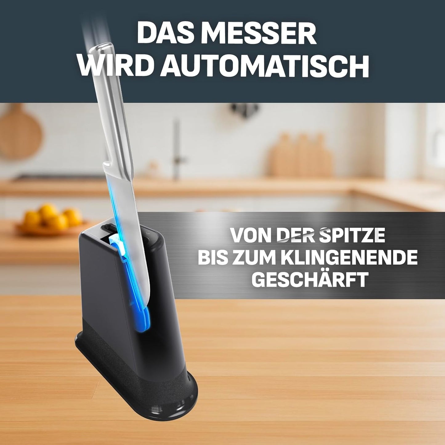 EverSharp Pro Kochmesser mit Schärfblock K297S204, 1-tlg. Messerblock Schwarz