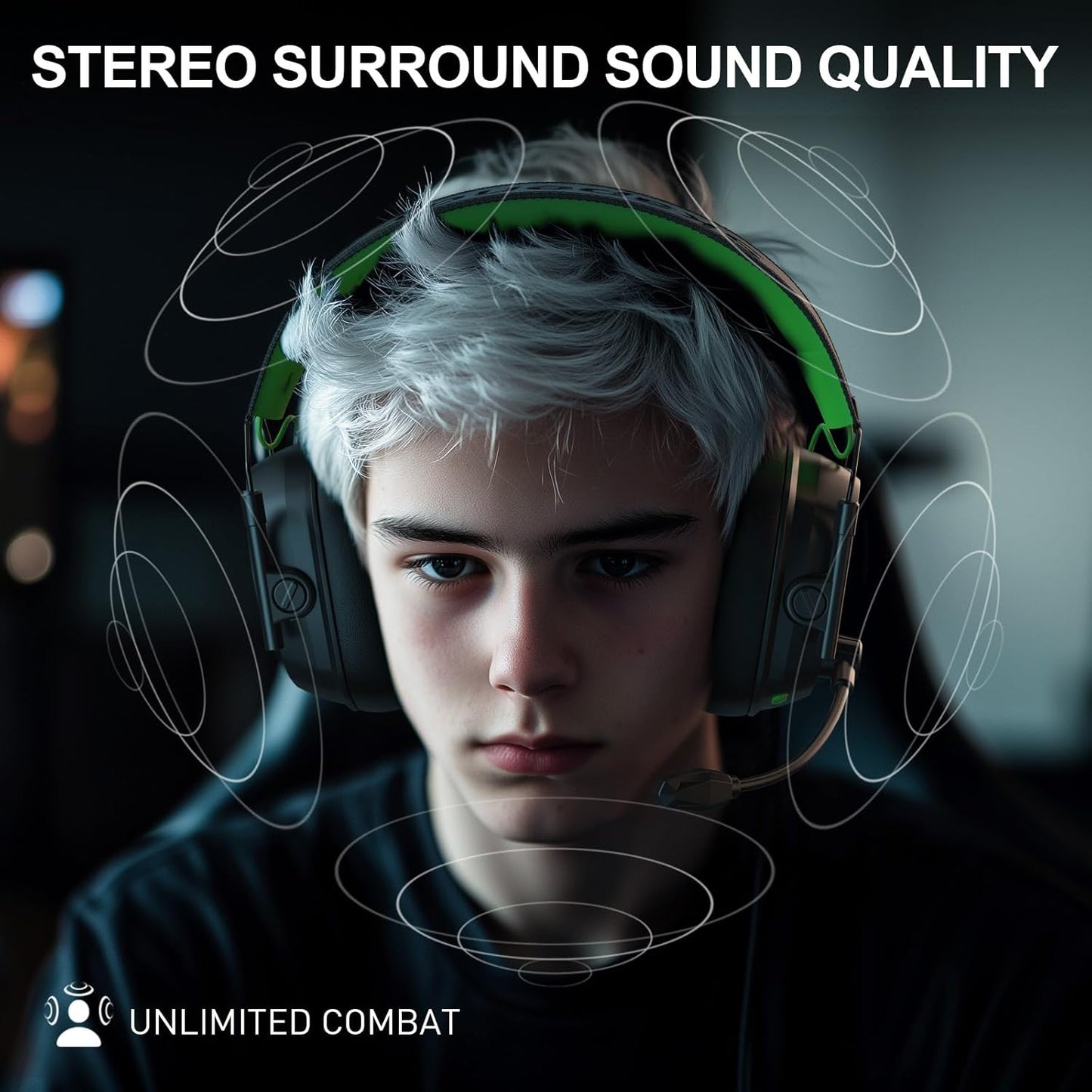 Gaming Headset mit 3D Surround Sound, Limettengrün