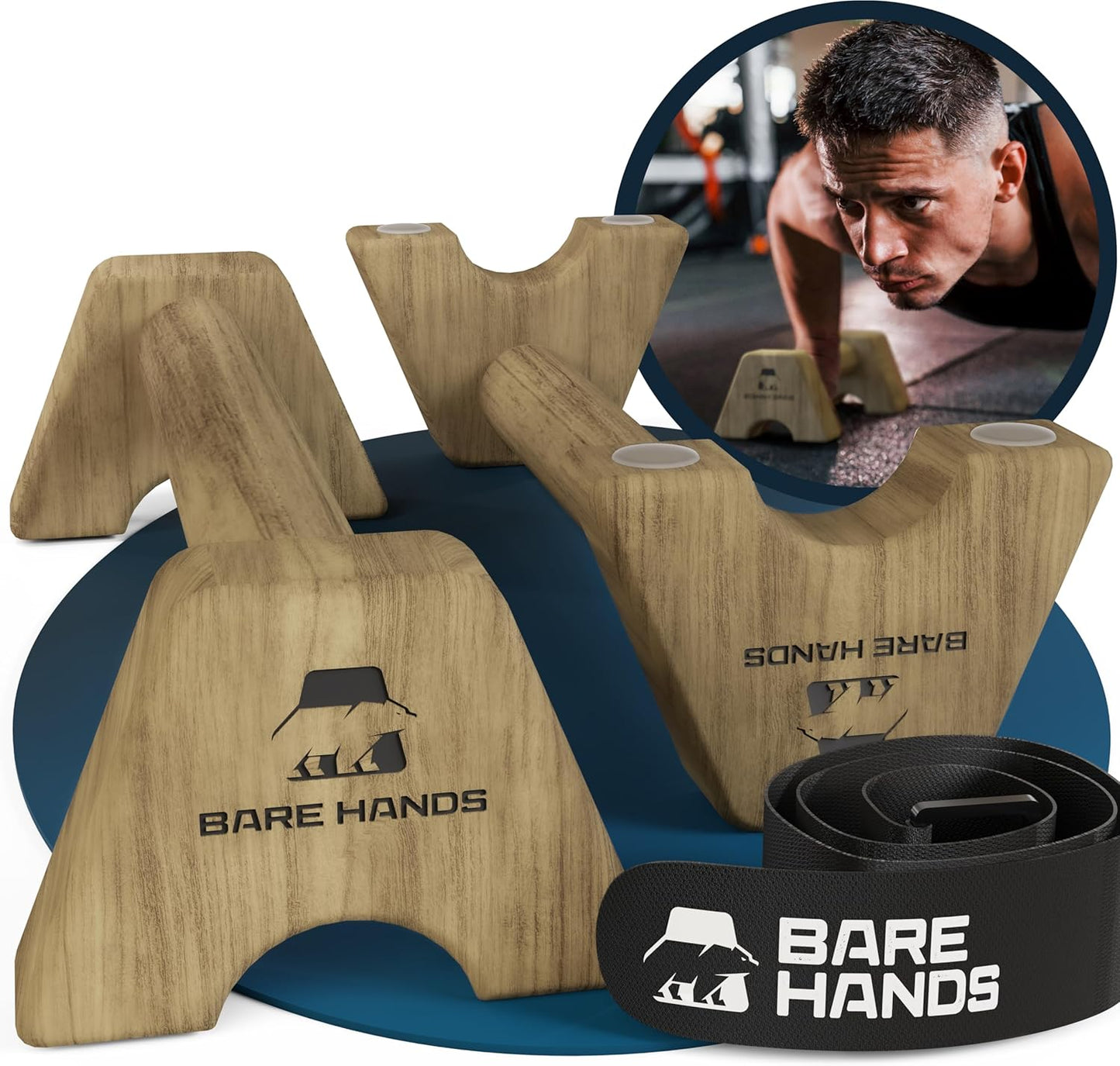 Liegestützgriffe aus Holz für Calisthenics, Modell M - Dunkel