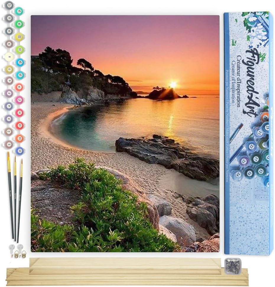 Malen nach Zahlen - Sonnenuntergang am Strand, Sonnenuntergang am Strand 2 40x50cm Mit Keilrahmen (nicht gespannt)
