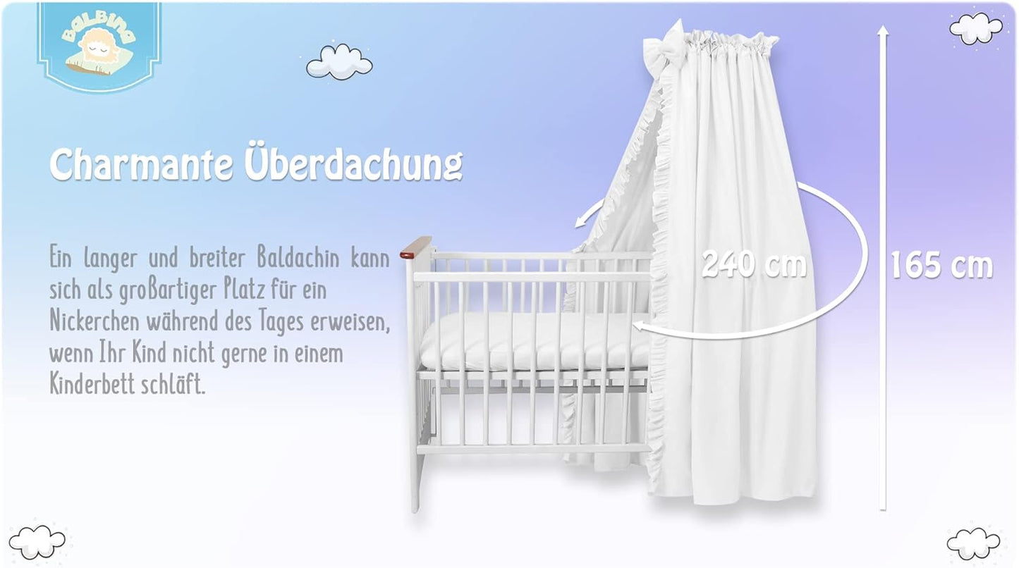 Baldachin Deko-Set für Kinderbett (ohne Stange), Weiss